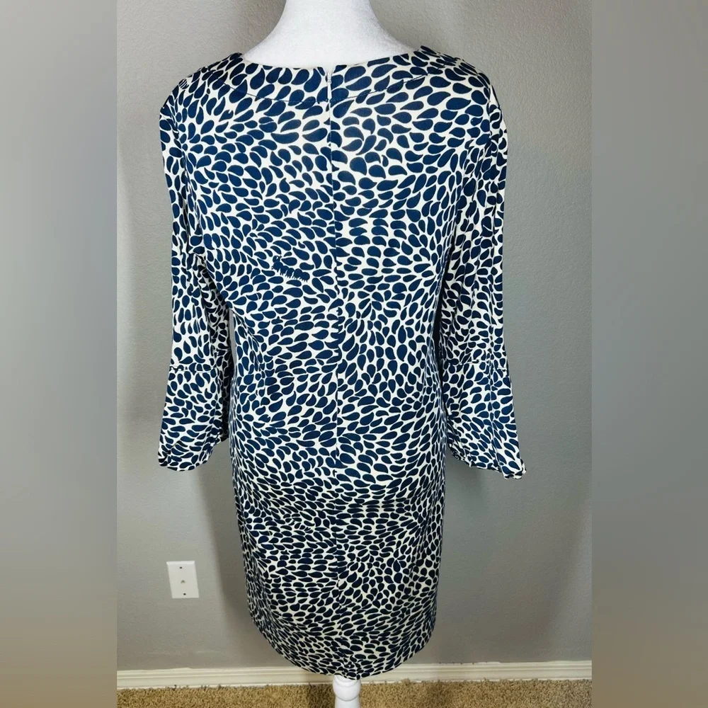Lilly Pulitzer Angie Shift Dress Navy White Pink Green Leaf Pattern Midi Size M